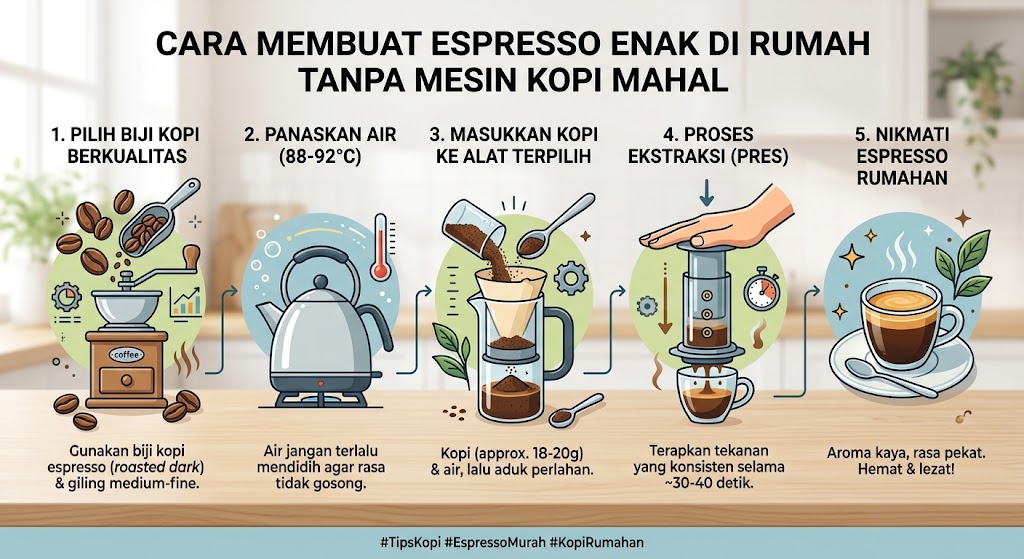 Cara Membuat Espresso Enak di Rumah Tanpa Mesin Kopi Mahal